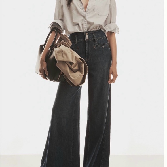 Anthropologie Wide-Leg Dark Blue Jeans - Picture 3 of 5